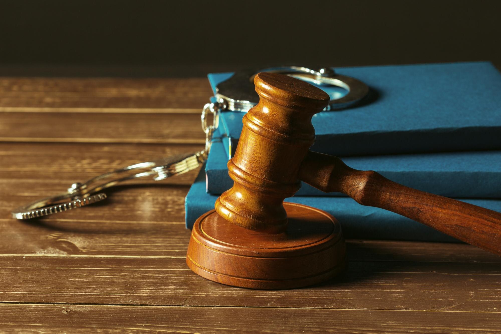 gavel with books old wooden desk 93675 129362